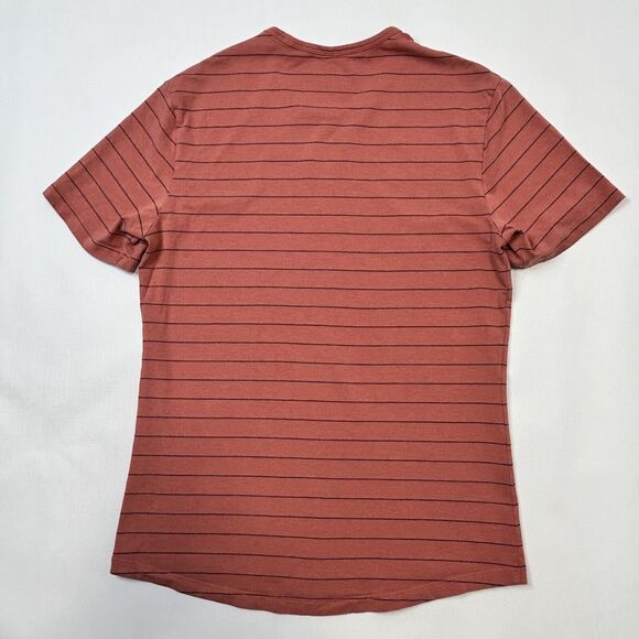 Lululemon Mens 5 Year Basic Tee Medium Sharp Stripe Copper Clay Orange T Shirt - Picture 5 of 9